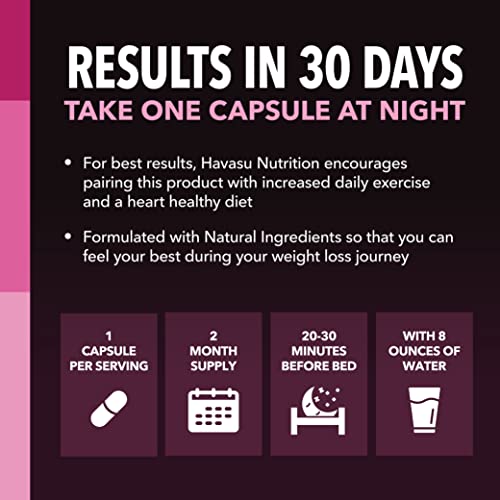 HAVASU NUTRITION Night Time Fat Burner Weight Loss Pills for Women | Appetite Suppressant for Weight Loss (+ Vitamin D, 60 Count) HAVASU NUTRITION Au supplements