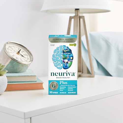 NEURIVA Plus Brain Supplement for Memory and Focus Clinically Tested Nootropics for Concentration for Mental Clarity, Cognitive Enhancement Vitamins B6, B12, Phosphatidylserine 30 Capsules NEURIVA Au supplements