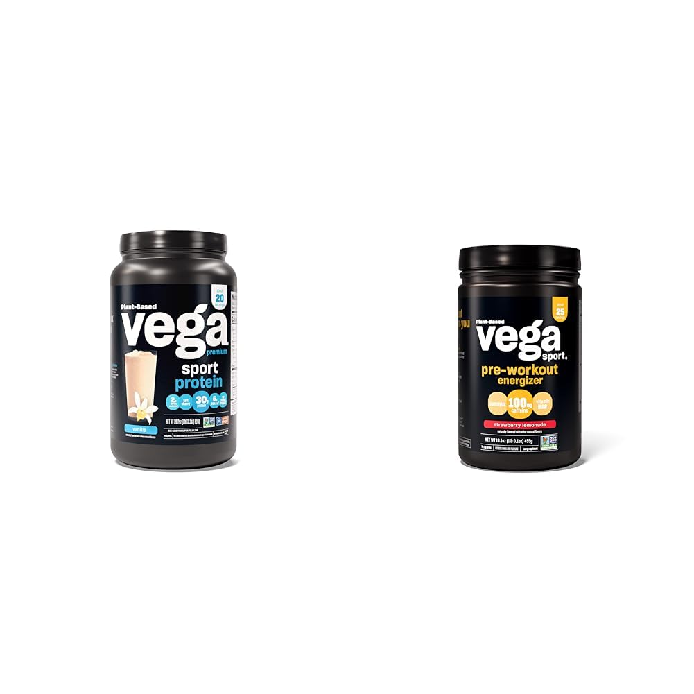 Vega Premium Sport Protein Vanilla Protein Powder, Vegan, Non GMO & Sport Pre-Workout Vega Au supplements