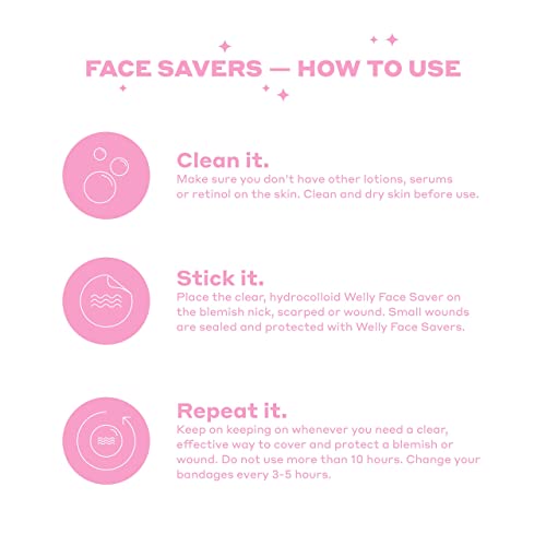 Welly Bandages - Face Savers, Hydrocolloid Acne Blemish Patch, Adhesive, Small Spot Shape Welly Au supplements