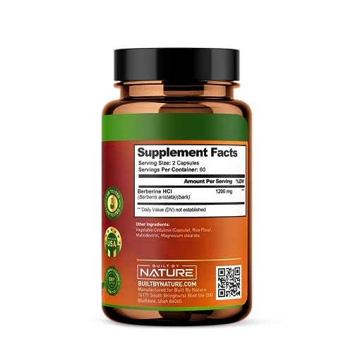 Berberine 1200mg - 100% Pure Berberine HCl Supplement, High Strength Berberine Built by Nature Au supplements