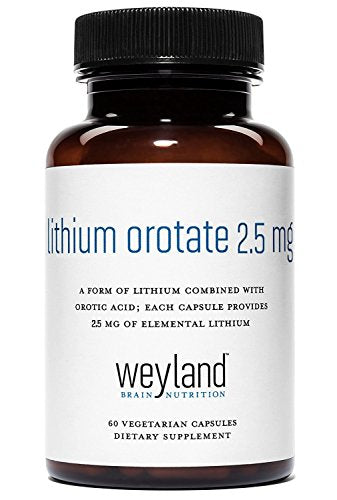 Lithium Orotate 2.5mg (1 Bottle), 60 Vegetarian Capsules, Lithium Supple Weyland Brain Nutrition Au supplements