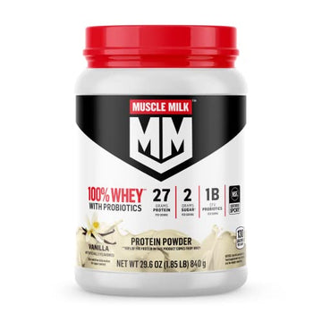 Muscle Milk 100% Whey With Probiotics Protein Powder, Vanilla, 1.85 Pound, 23 Servings Muscle Milk Au supplements