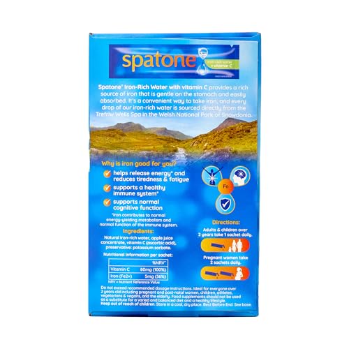 Spatone Natural Liquid Iron Supplement, Apple Flavour With Vitamin C (28 Sachets) Spatone Au supplements