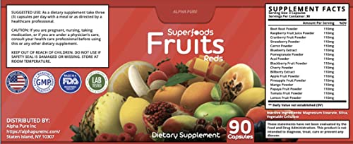 90 Capsules Each Bottle 540 Capsules superfoods Veggies Greens and Reds Fruits Triple Alpha Pure Au supplements