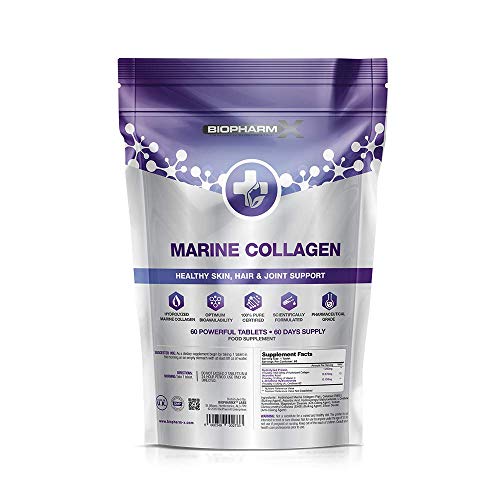 Marine Collagen 1000mg Tablets + Vitamin C (2 Month Supply / 60 High Strength Capsules) Biopharm-X Au supplements