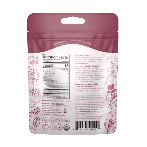 KOS Organic Beet Root Powder, USDA Certified - Natural Nitric Oxide Booster, Superfood KOS Au supplements