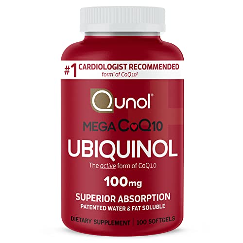 Qunol Mega Ubiquinol 100mg CoQ10, Superior Absorption, Patented Water and Fat Soluble Qunol Au supplements