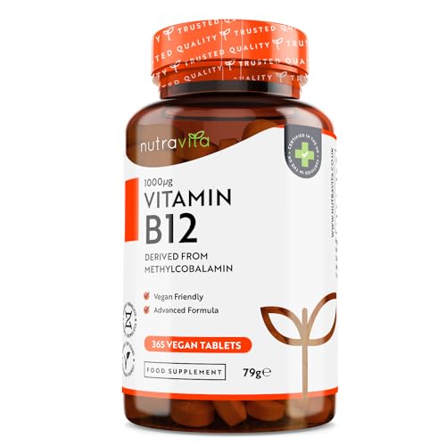 Vitamin B12 1000mcg - 365 High Strength Vegan Tablets (1 Year Supply) - Max Strength Nutravita Au supplements