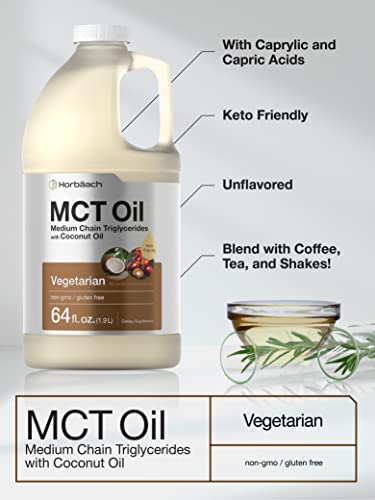 MCT Oil 64 oz | 100% Pure | Blends with Coffee, Tea, Juice and Liquids | Value Size Unflavo Horbäach Au supplements
