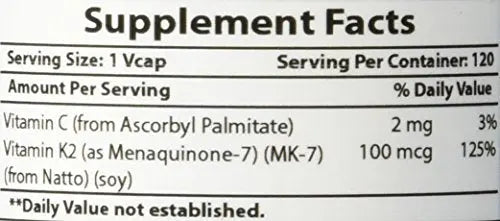 Best Naturals MK-7 Vitamin K2 100 mcg 120 Vcaps Best Naturals Au supplements