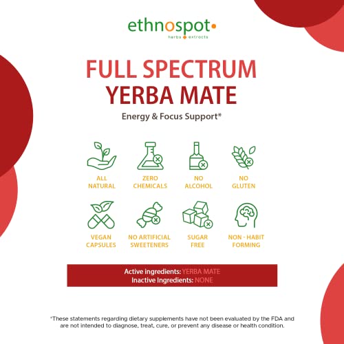 Full Spectrum Yerba Mate Capsules - Boosts Energy & Mental Focus - Supports Health Ethnospot Au supplements