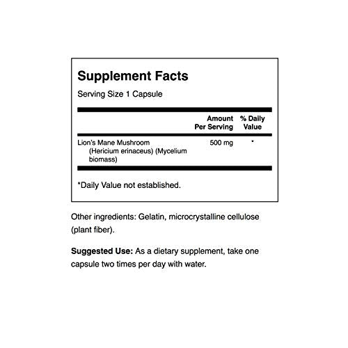 Swanson Lion's Mane Mushroom Capsules - 500 mg Each, 60 Capsules Swanson Au supplements