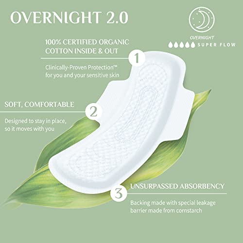 Organyc New and Improved 100% Certified Organic Cotton Overnight Feminine Pads Organyc Au supplements