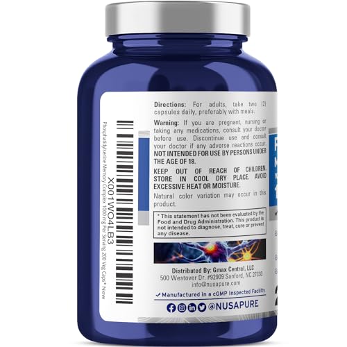 NusaPure Phosphatidylserine Memory Ultimate Complex 1000mg 200 Vegetarian Caps NusaPure Au supplements