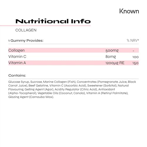 Marine Collagen Gummies by Known Nutrition with Vitamin C | 60 One-a-Day 500mg Hydrolysed Marine Collagen Gummies Known Au supplements