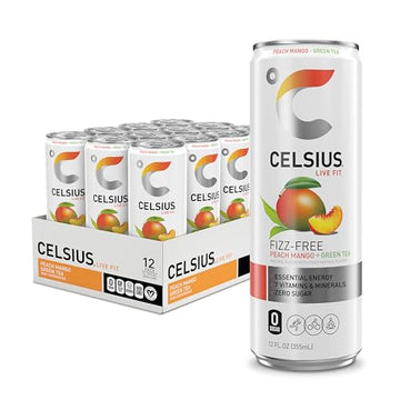 CELSIUS Peach Mango Green Tea, Functional Essential Energy Drink 12 Fl Oz (Pack of 12) CELSIUS Au supplements