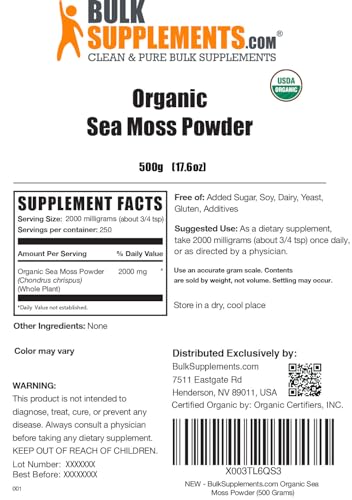 BULKSUPPLEMENTS.COM Organic Irish Sea Moss Powder - Sea Moss Supplement, Irish BULKSUPPLEMENTS.COM Au supplements