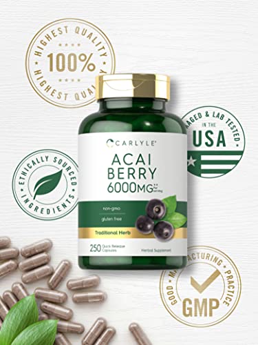 Carlyle Acai Berry Capsules 6000mg | 250 Count | Non-GMO & Gluten Free Acai Berry Carlyle Au supplements