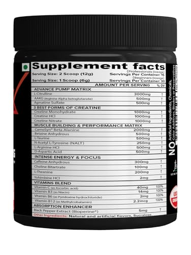 NutriJa Weapon-X Pre-Workout Powder with 21 Active Ingredients - 3 Best forms of Creatine NutriJa Au supplements