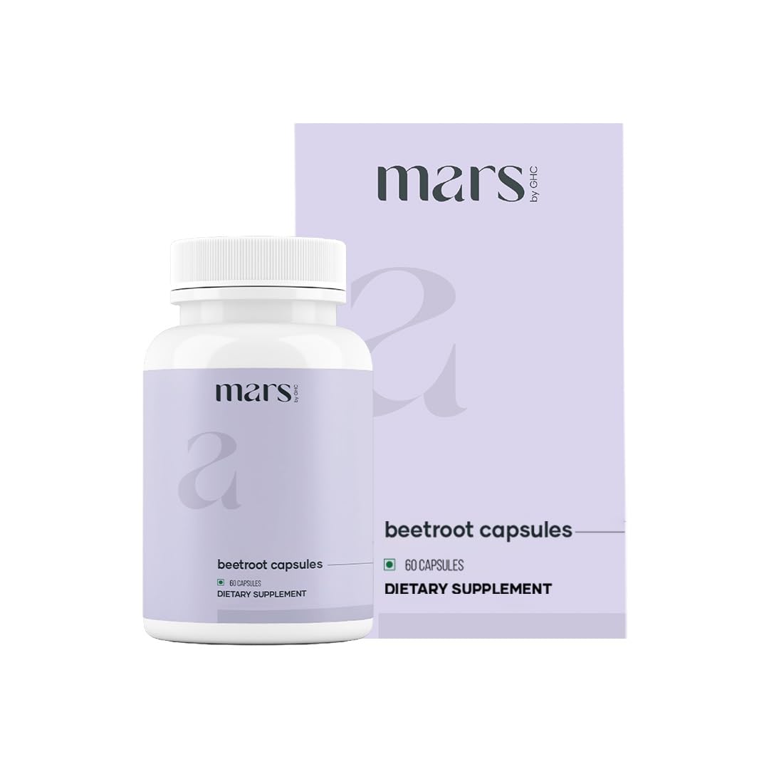 MarsbyGHC Natural Beetroot Capsules | with Garlic, Blueberry, Pomegranate & L-Arginine | Plant-Based Supplement | Pack of 1 mars by GHC Au supplements