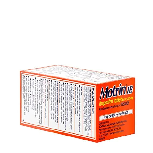 Motrin IB, Ibuprofen 200mg Tablets, Pain Reliever & Fever Reducer for Muscular Aches, Headache, Backache, Menstrual Cramps & Minor Arthritis Pain, NSAID, 100 Ct Motrin Au supplements