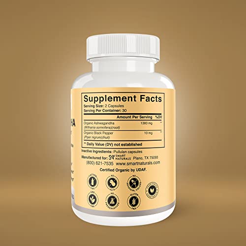 Smart Naturals Organic Ashwagandha with Black Pepper Herbal Supplements, Relieves Smart Naturals Au supplements