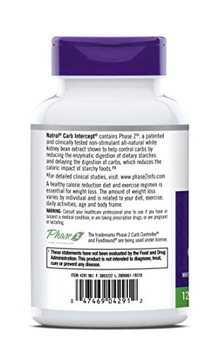 Natrol Carb Intercept with Phase 2 Carb Controller Capsules, White Kidney Bean Extract Natrol Au supplements