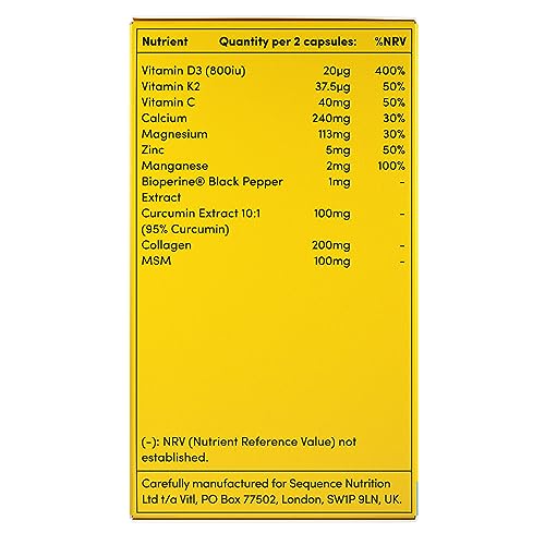 Vitl Bone & Joint Supplement - 60 Capsules - with Calcium, Manganese, Hydrolysed Type II Collagen & Turmeric - Maintenance for Joints, Bones VITL Au supplements