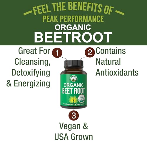 USDA Organic Beet Root Vegan Capsules. Beets Juice Powder Super Food Pills 1200 mg Peak Performance Au supplements
