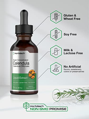 Calendula Extract Tincture | 2 fl oz | Vegetarian, Non-GMO, Gluten Free Liquid Supplement Horbäach Au supplements