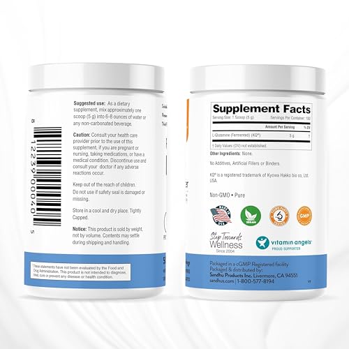 Sandhu's L-Glutamine - 100 Servings -Made in USA -500 Gram- Non-GMO- Amino Sandhu's Au supplements