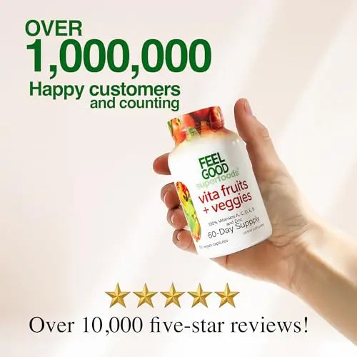 FeelGood Superfoods Vita Fruits and Veggies Capsules - 25 Superfood Ingredients, Fruit and Vegetable Multivitamin, 60 Count FeelGood Superfoods Au supplements