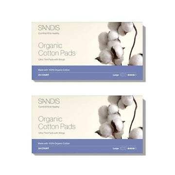 SANDIS Feminine Pad for Women - Large 48 Count 100% Organic Cotton Ultra Thin with Wings SANDIS Au supplements