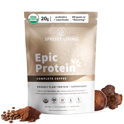 Sprout Living, Epic Protein, Plant Based Protein & Superfoods Powder, Complete Coffee Sprout Living Au supplements