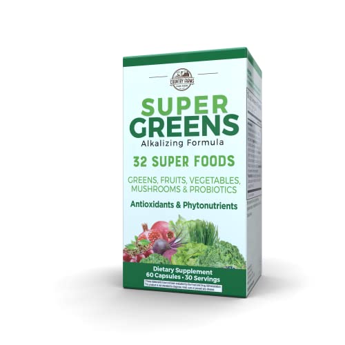 COUNTRY FARMS Super Greens Vegicaps, 32 Super Foods, Whole Food Supplement COUNTRY FARMS Au supplements