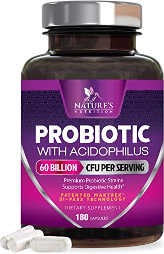 Probiotics, 60 Billion CFU per Serving, Probiotic with Prebiotics for Digestive & Immune Health Nature's NutritionAU supplements