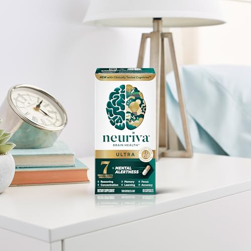 NEURIVA Ultra Decaffeinated Clinically Tested Nootropic Brain Supplement for Mental Alertness, Memory, Focus & Concentration, Cognivive, Neurofactor, Phosphatidylserine, Vitamins B6 B12, 60 Capsules NEURIVA Au supplements
