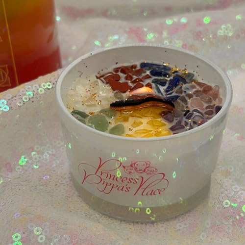 Princess Pippa's Place Healing Candles with Crystals Inside- Natural Soy Wax 7 Stones Crystal Candle Jar Msupps.com Au supplements