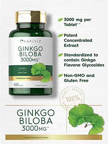 Carlyle Ginkgo Biloba 3000mg | 400 Tablets | Non-GMO, Gluten Free Carlyle Au supplements