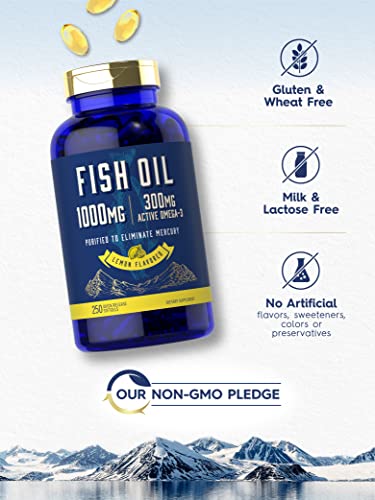 Fish Oil 1000mg | 300mg Omega 3 | 250 Count | Non-GMO and Gluten Free Supplement Carlyle Au supplements