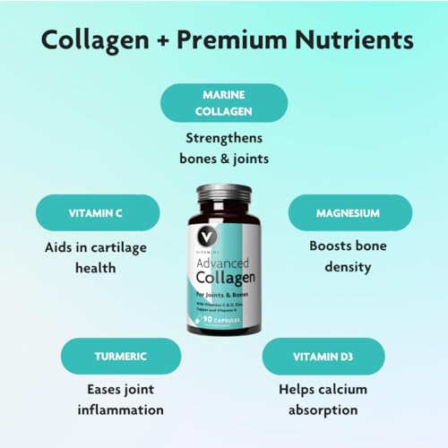 Premium Advanced Collagen Complex for Joint and Bone Health – High Strength Marine Collagen with Vitamin D3 V Vitamini Au supplements
