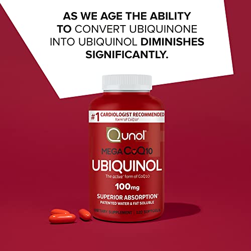 Qunol Mega Ubiquinol CoQ10 100mg Softgels- Superior Absorption - Active form Qunol Au supplements