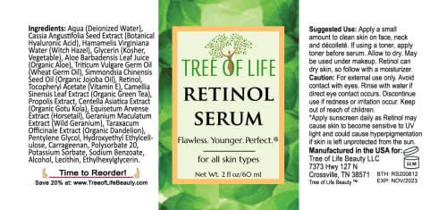 Tree of Life Retinol Serum for Face w/Hydrating Hyaluronic Acid for Wrinkle Soothing Tree of Life Beauty Au supplements