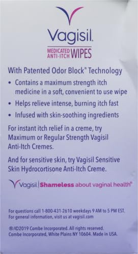 Vagisil Anti-Itch Medicated Feminine Intimate Wipes for Women, Maximum Strength, Gynecologist Tested Vagisil Au supplements
