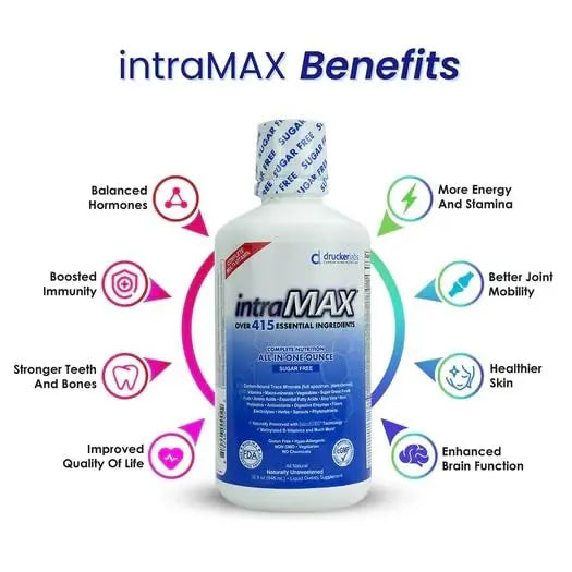 intraMAX Drucker Labs Organic Sugar-Free All-in-One Performance Liquid Multivitamin for Men & Women | Non-GMO, Gluten & Dairy Free | with Magnesium, Zinc, Vitamins D, C & E | 32 oz intraMAX Au supplements