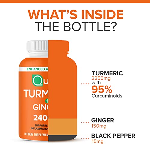 Qunol Turmeric Curcumin with Black Pepper & Ginger, 2400mg Turmeric Extract with 95% Qunol Au supplements