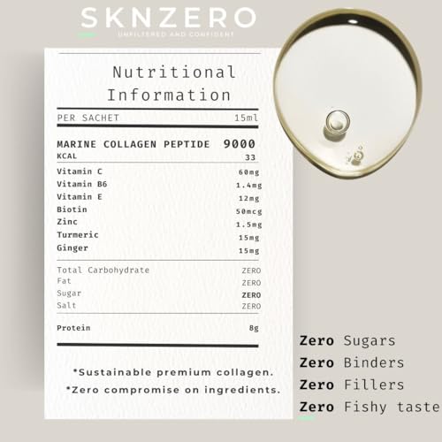 Marine Collagen Liquid 9000mg High Strength Supplement +Biotin, Vitamin B, C, E, Zinc & Turmeric & Ginger SKNZERO Au supplements
