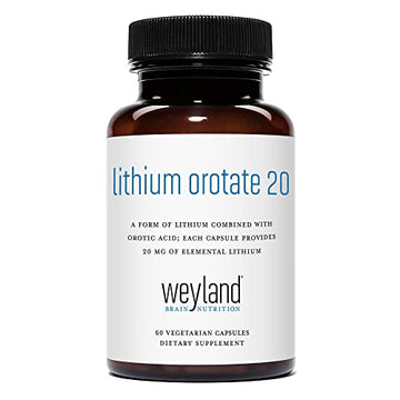 Lithium Orotate 20mg (1 Bottle), 60 Vegetarian Capsules, Lithium Supple Weyland Brain Nutrition Au supplements