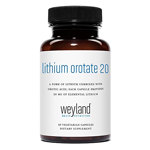 Lithium Orotate 20mg (1 Bottle), 60 Vegetarian Capsules, Lithium Supple Weyland Brain Nutrition Au supplements